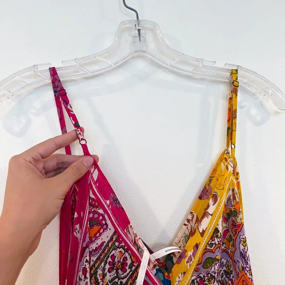 Anthropologie Colorful Floral Oversized Relaxed Handkerchief Print Midi Dress S - Picture 9 of 10